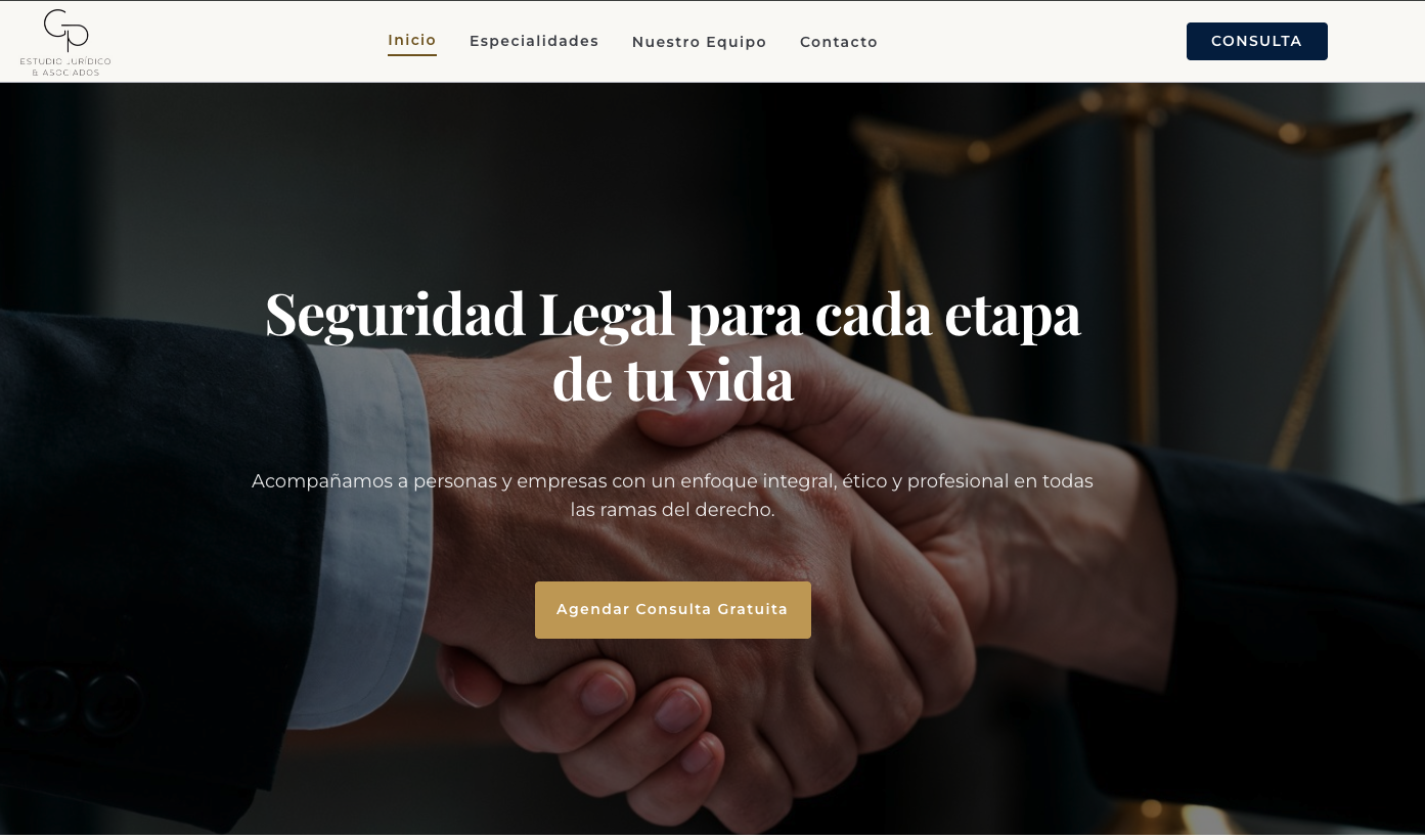 Landing page de Estudio jurídico J&P asociados